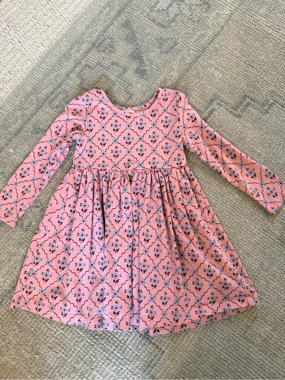 Hanna andersson toddler' Pink Floral Long-Sleeve Dress 3T